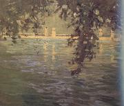 Fujishima takeji Pond Villa d'Este (nn02) oil on canvas